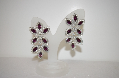 +MBA #17-521  Purple & Clear Crystal Drop Earrings