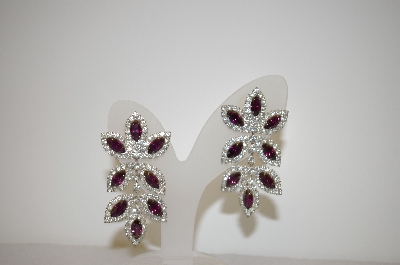 +MBA #17-521  Purple & Clear Crystal Drop Earrings