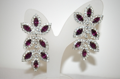 +MBA #17-521  Purple & Clear Crystal Drop Earrings