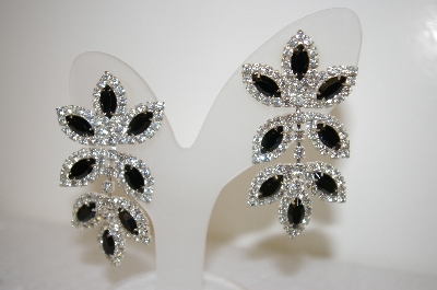 +MBA #17-517  "Black & Clear Crystal Drop Earrings
