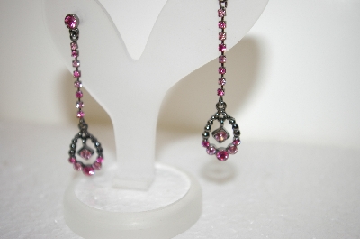 +MBA #17-535  Two Shades Of Pink Crystal Drop Earrings