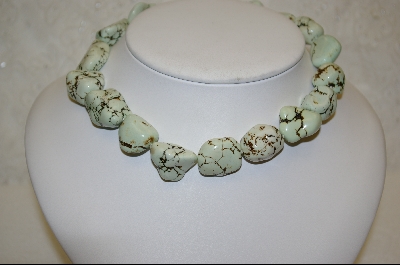 +MBA #PGH  "Pale Green Dyed African Howlite Nugget Necklace
