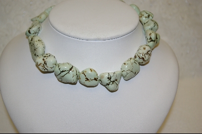 +MBA #PGH  "Pale Green Dyed African Howlite Nugget Necklace