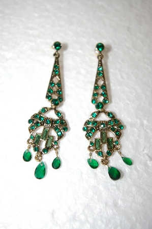 +MBA #17-476  Monet Green Crystal Earrings