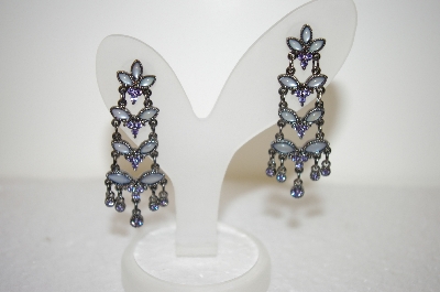 +MBA #17-506   Vintage Look Lavender Crystals Drop Earrings