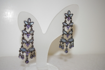 +MBA #17-506   Vintage Look Lavender Crystals Drop Earrings