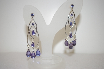 +MBA #17-514  Lavender Glass & Crystal Earrings