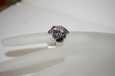 +MBA #17-573  Charles Winston PinK & Lavender CZ Flower Ring