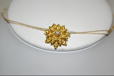 +  14kt Citrine & Diamond Flower Pin/Pendant