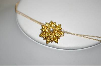 +  14kt Citrine & Diamond Flower Pin/Pendant