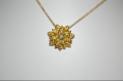 +  14kt Citrine & Diamond Flower Pin/Pendant