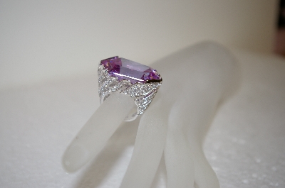 +MBA #17-623  Monster Lavender Fancy Cut CZ & Sterling Ring