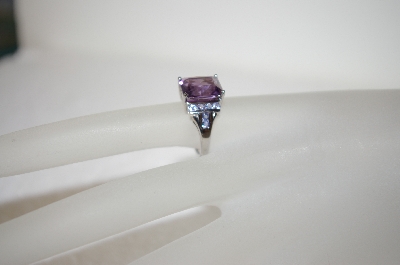 +MBA #17-625  Artist Signed  SLV Amethyst Sterling Square Cut Ring