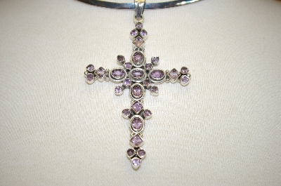 +MBA #17-613  Large Sterling Amethyst Cross