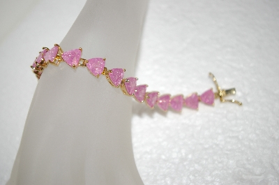 +MBA #17-719  Pink Glitter Glass 18K Technibond Bracelet