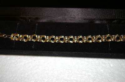 +MBA #17-138  14K Yellow Gold Triple Link Charm Bracelet