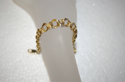+MBA #17-138  14K Yellow Gold Triple Link Charm Bracelet