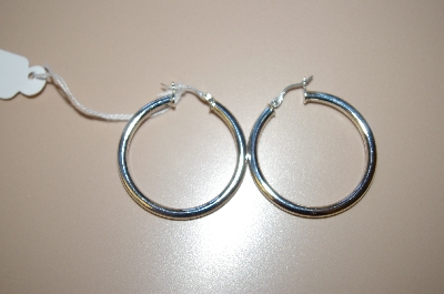 +MBA #17-027  Sterling Wedding Band Hoop Earrings