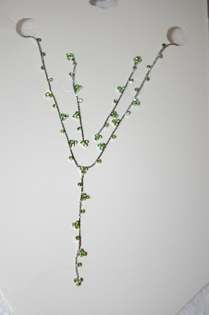 +MBA #17-081  Simple Green Crystal Neckklace & Earrings Set
