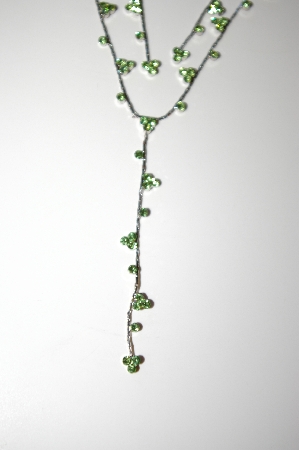 +MBA #17-081  Simple Green Crystal Neckklace & Earrings Set