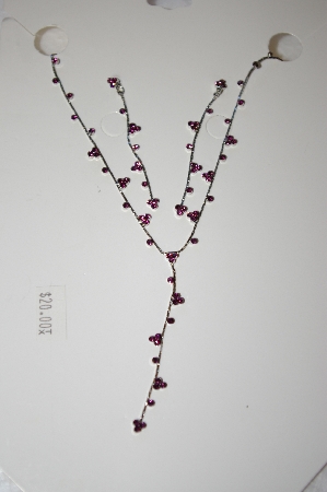 +MBA #17-087  Simple Purple Crystal Necklace & Earring Set