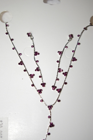 +MBA #17-087  Simple Purple Crystal Necklace & Earring Set