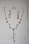 +MBA #17-090  Pink Crystal Flower Necklace With Matching Earrings