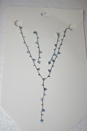 +MBA #17-079  Simple Blue Crystal Necklace & Earrings Set