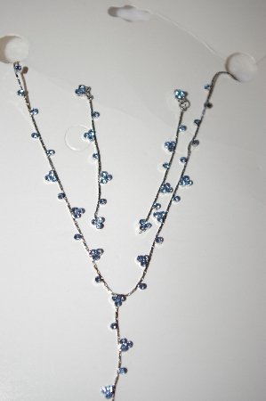 +MBA #17-079  Simple Blue Crystal Necklace & Earrings Set