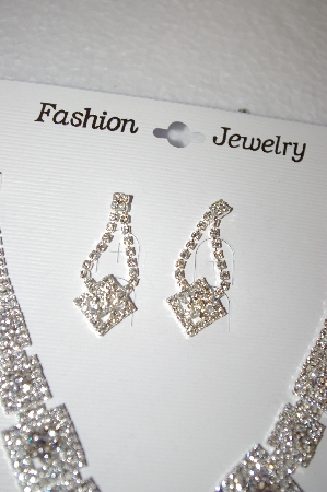 +  Fancy Clear Rhinestone Necklace & Earring Set