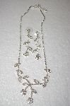 +MBA #17-049  Fancy Clear Crystal Flower Necklace With Matching Earrings