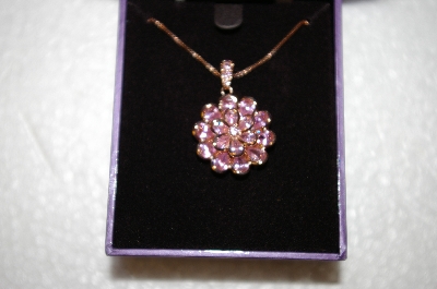 +MBA #17-068  Suzanne Somers Pink CZ Flower Necklace