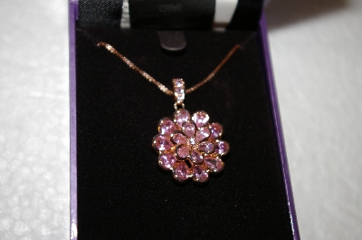 +MBA #17-068  Suzanne Somers Pink CZ Flower Necklace