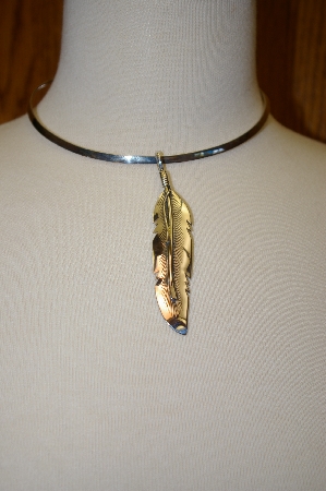 +MBA #17-035  Artist "Harvey Mace"  Signed Sterling Feather Pendant