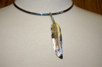 +MBA #17-035  Artist "Harvey Mace"  Signed Sterling Feather Pendant