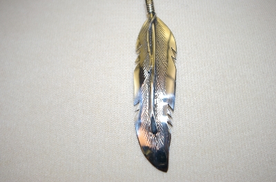+MBA #17-035  Artist "Harvey Mace"  Signed Sterling Feather Pendant
