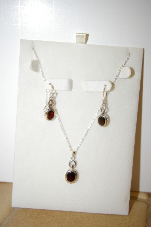 +MBA #17-045  Sterling Garnet Pendant & Earring Set