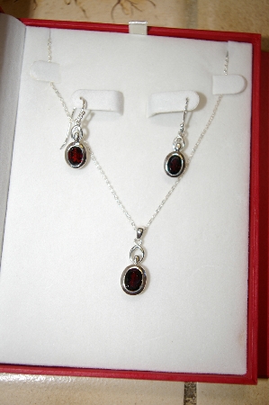 +MBA #17-045  Sterling Garnet Pendant & Earring Set