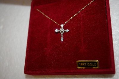 +MBA #17-183  14K Yellow Gold 1/4ct Diamond Cross Pendant
