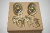 +MBA #17-711  "Antique Gold Tone Cowboy Hat With Charms Earrings