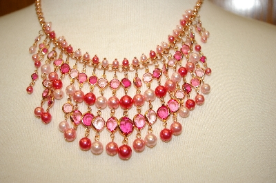 +MBA #17-249  Joan Rivers Pink Necklace & Earrings Set
