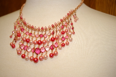 +MBA #17-249  Joan Rivers Pink Necklace & Earrings Set