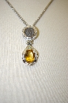 +MBA #17-134  Sterling Coin & Citrine Gemstone Pendant With Chain