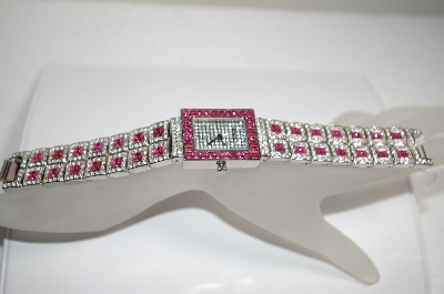 +MBA #18-035  Geneva Pink & Clear Crystal Watch