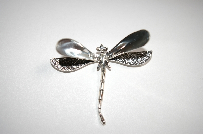 +MBA #18-019  Sterling Artist Signed Large Dragonfly Pin