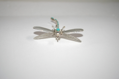 +MBA #18-015 Artist  "BL"  Signed Turquoise Dragonfly Sterling Pin/Pendant