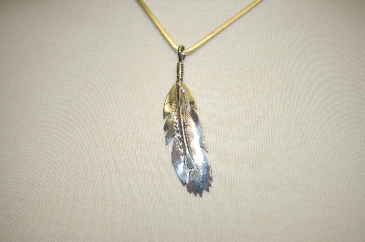 +MBA #18-026  Artist "Harvey Mace"  Signed Sterling Feather Pendant