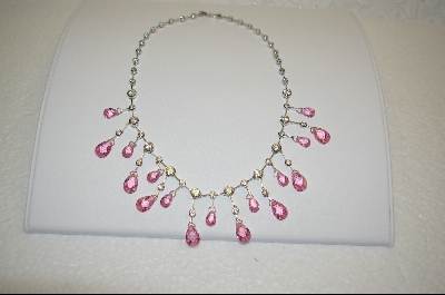 +  Charles Winston Pink Briolette Cut & Clear Cz Necklace