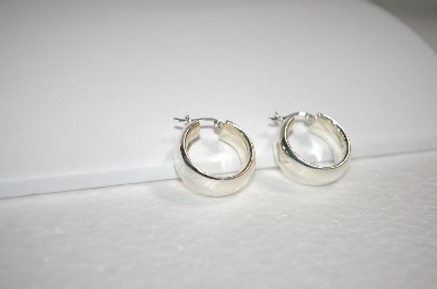 +MBA #18-063  Sterling 1" Chubby Hoops & 8mm Polished Bead Studs