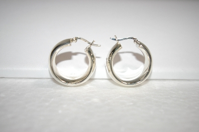 +MBA #18-063  Sterling 1" Chubby Hoops & 8mm Polished Bead Studs